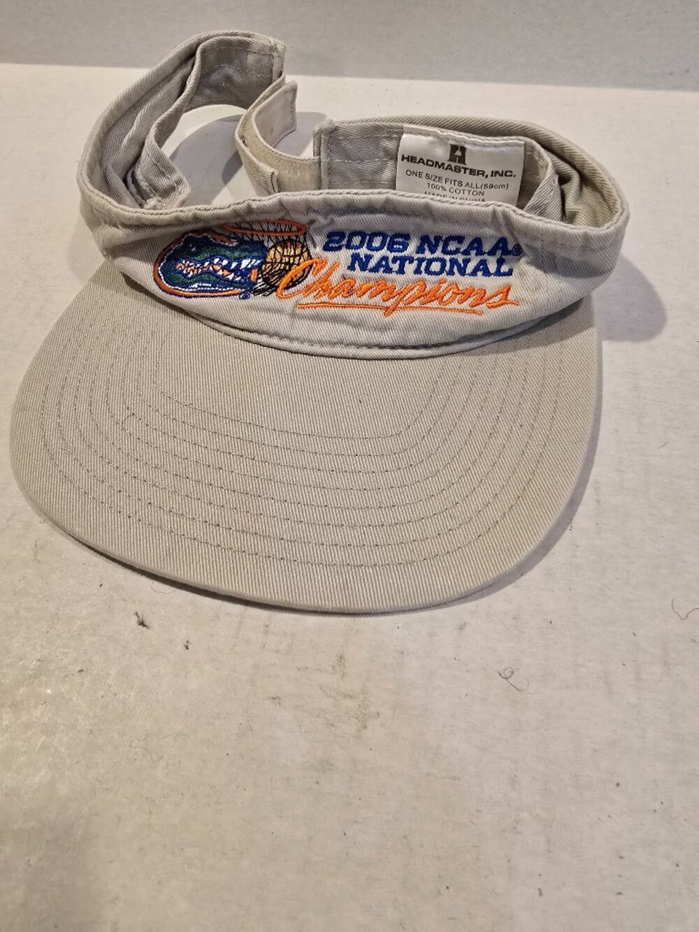 Visor Gators 2006 National Basketball Championship Tan Headmaster 100% Cotton